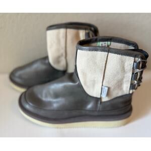 NWT Suicoke Faux Leather Lace-Up Ankle Winter Snow Boots Gray Women's Size US 6